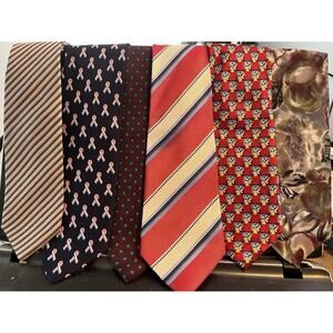 Lot Of 6 Men’s Ties , Misc Nice Brands Some Handmade Silk Or Stain Resistant